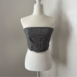 American Eagle Black and White Checkered Tube Top Gingham Women’s Size Medium